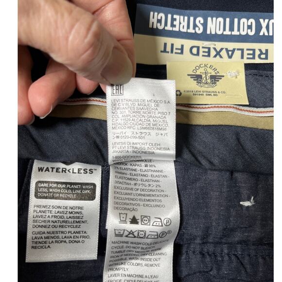 Dockers ‎ Signature Relaxed Fit Khaki Pants 34x32 Navy Stretch NWT - Picture 8 of 9